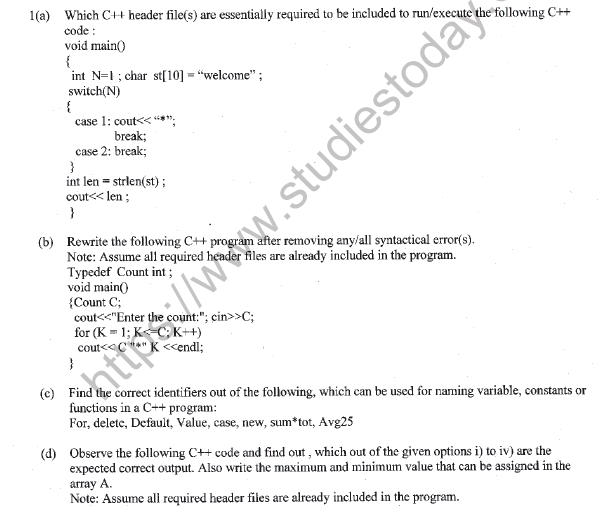 CBSE Class 12 Computer Science Question Paper 2021 Set B Solved